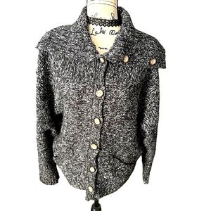 Dolce Cabo Wool Blend Button Front Loose Fit Sweater Sz Large